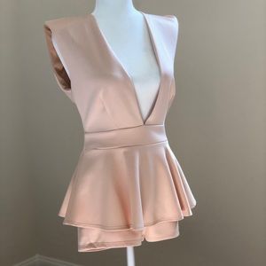 Nude Peplum Romper